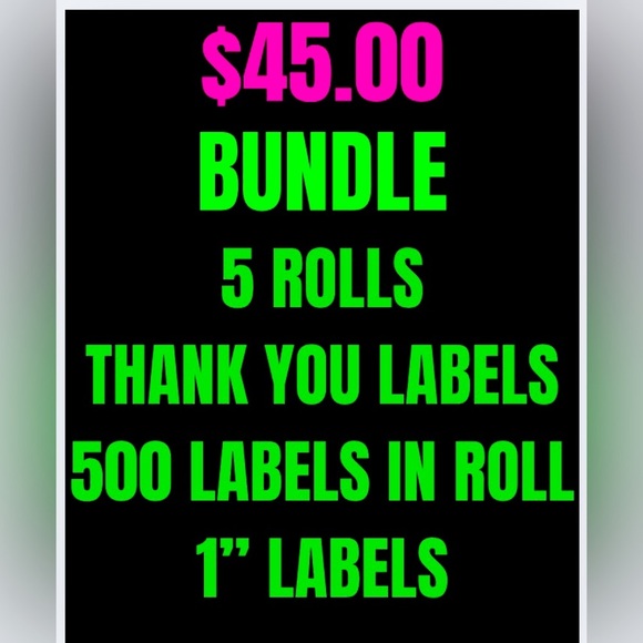Stickers Thank You Bundle of 5 Rolls, 1 inch Labels, NWT, Resell or Keep for you - Picture 1 of 4